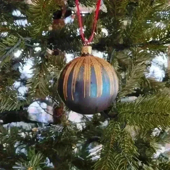 Neiman Marcus-Dark Teal and Gold Ornament - Picture 3 of 3